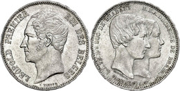 1342 5 Franken, 1853, Leopold I., Auf Die Vermählung Leopold II., Dav. 52, Kl. Rf., Vz+. - Andere & Zonder Classificatie