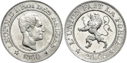 1345 20 Centimes, 1860, Leopold I., Probe Von Braemt, Dupriez 752, St.  St - Andere & Zonder Classificatie