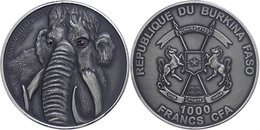 1357 1.000 Francs, 2015,  Mammut Muttertier - Real Eye Effect, 1 Unze Silber, Etui Mit OVP Und Zertifikat. Auflage Nur 5 - Burkina Faso