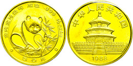 1372 50 Yuan, Gold, 1988, Panda, Fb. B5, KM 186, Verschweißt, In Schatulle Mit Zertifikat, PP.  PP - Chine