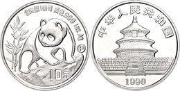 1375 10 Yuan, 1990, Panda Auf Felsen, KM 276, Schön 273.2, Mit Beizeichen P. In Schatulle Ohne Zertifikat, PP.  PP - Chine