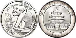 1388 10 Yuan, 1993, Panda Auf Felsen, Kleines Datum, KM 485, Schön 522, In Kapsel, Patina, St.  St - Chine