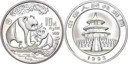 1389 10 Yuan, 1993, Panda Mit Jungtier, KM 478, Schön 523, Mit Beizeichen P. In Schatulle Ohne Zertifikat, PP.  PP - Chine