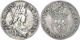 1449 1/2 Écu à La Méche Courte, 1647, A, Louis XIV., Gadoury 169, Ss.  Ss - Autres & Non Classés