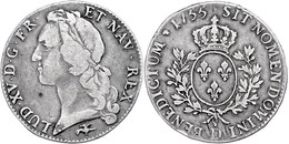 1459 Ecu Au Bandeau, 1755, Louis XV., D (Lyon), Revers Min. Justiert, Ss.  Ss - Autres & Non Classés