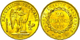 1478 20 Francs, Gold, 1876, A, Stehender Genius, Fb. 592, Kl. Rf., Ss-vz.  Ss-vz - Autres & Non Classés