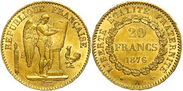 1479 20 Francs, Gold, 1876, A, Stehender Genius, Fb. 592, Kl. Rf., Ss.  Ss - Autres & Non Classés