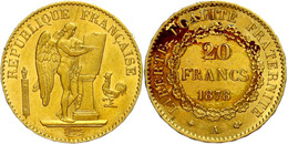 1481 20 Francs, Gold, 1878, A, Stehender Genius, Fb. 592, Kl. Rf., Ss-vz.  Ss-vz - Autres & Non Classés