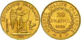 1485 20 Francs, Gold, 1890, A, Stehender Genius, Fb. 592, Ss-vz.  Ss-vz - Autres & Non Classés