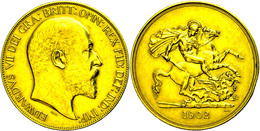 1546 5 Pounds, Gold, 1902, Edward VII., Fb. 398, Seaby 3965, Kl. Kr., Randschlag, Vz.  Vz - Autres & Non Classés