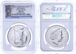 1562 2 Pounds, 2015, Britannia, In Slab Der NGC Mit Der Bewertung MS70, Plain Fields, Big Ben Label. - Autres & Non Classés