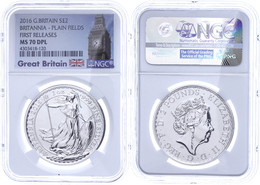 1568 2 Pounds, 2016, Britannia, In Slab Der NGC Mit Der Bewertung MS70 DPL, First Releases, Big Ben Label. - Autres & Non Classés