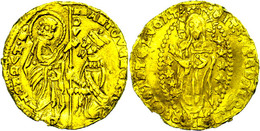 1595 Venedig, Zecchino (3,44g), Antonio Venier, 1382-1400, Fb. 1229, Wellig, Randfehler/Randausbrüche, Ss.  Ss - Other & Unclassified