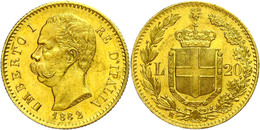 1607 20 Lire, Gold, 1882, Umberto I., Mzz R Rom, Fb. 21, Vz.  Vz - Autres & Non Classés