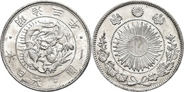 1608 Yen, 1870 (Jahr 3), Meiji, Dav. 273, Kl. Rf., Vz+. - Other & Unclassified