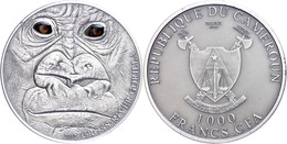 1611 1.000 Francs, 2012, Cross River Gorilla, 1 Unze Silber, Antik Finish, Etui Mit OVP Und Zertifikat, St. Auflage Nur  - Kameroen