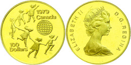 1616 100 Dollars, Gold, 1979, UN Internationales Jahr Des Kindes 1979-Kinder Tanzen Um Globus, Fb. 10, KM 126, 916er Gol - Canada