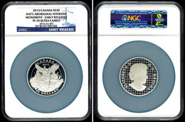 1627 30 Dollars, 2014, National Aboriginal Veterans Monument, In Slab Der NGC Mit Der Bewertung PF70 Ultra Cameo, Early  - Canada