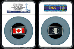 1648 50 Dollars, 2015, Canadian Flag, In Slab Der NGC Mit Der Bewertung PF70 Ultra Cameo, Enamelled Early Releases. - Canada