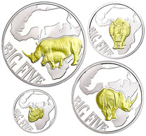 1664 Set Zu 10 Bis 240 Francs (400 Francs Gesamt), 2013, Big Five - Rhinoceros, 1/10 Bis 1 Unze Silber, Schatulle Mit OV - Congo (République Démocratique 1998)