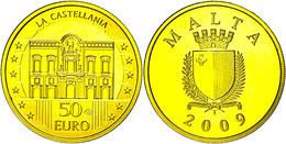 1677 50 Euro, Gold, 2009, La Castellania, Ca. 5,95 G Fein, Schön 137, KM 135, PP. Auflage Nur 3000 Stück.  PP - Malta