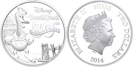 1749 2 Dollars, 2014, Disney - Donald Duck, 1 Unze Silber, Etui Mit OVP Und Zertifikat, PP. Auflage Nur 10.000 Stück.  P - Niue