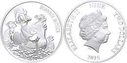 1761 2 Dollars, 2014, Disney - Dagobert Duck, 1 Unze Silber, Etui Mit OVP Und Zertifikat, PP. Auflage Nur 10.000 Stück.  - Niue