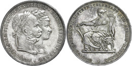 1802 Doppelgulden, 1879, Franz Joseph I., Zur Silbernen Hochzeit, J. 369, Wz. Rf., Vz.  Vz - Austria