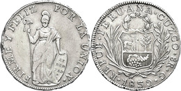 1832 8 Reales, 1830, Cuzco, G, KM 142.4, Randfehler, Avers Etwas Berieben, Ss.  Ss - Peru