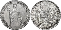 1833 8 Reales, 1832, Cuzco, B, KM 142.4, Leichte Prägeschwäche, Ss.  Ss - Peru