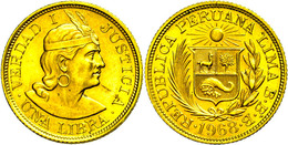 1846 Libra, Gold, 1968, Ca. 7,31g Fein, Fb. 73, Stempelfehler, St.  St - Pérou