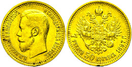 1886 7 1/2 Rubel, Gold, 1897, Nikolaus II., Fb. 178, Randfehler, Ss.  Ss - Russie