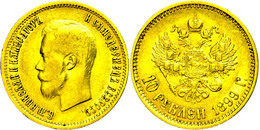 1889 10 Rubel, Gold, 1899, Nikolaus II., St. Petersburg, Fb. 179, Kl. Rf., Ss.  Ss - Russie