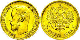 1890 5 Rubel, Gold, 1899, Nikolaus II., Fb. 180, Ss-vz.  Ss-vz - Russie