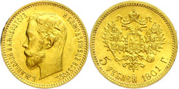 1893 5 Rubel, Gold, 1901, Nikolaus II., Sankt Petersburg, Fb. 180, Ss-vz.  Ss-vz - Russie