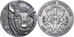 1963 1.500 Francs, 2012, Bison D Europe, 2 Unzen Silber, Antik Finish, Steine, In Kapsel Mit Zertifikat, St. Auflage Nur - Togo