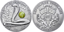 1965 1.500 Francs, 2012, Year Of The Snake, 2 Unzen Silber, Antik Finish, Stein, In Kapsel Mit Zertifikat, St. Auflage N - Togo