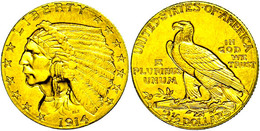 2017 2 1/2 Dollars, Gold, 1914, Indian Head, Denver, Fb. 121, Ss.  Ss - Autres & Non Classés