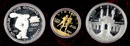 2024 Set Zu 10 Dollars Gold Und 2x 1 Dollar Silber, 1984 W, XXIII. Olympiade In Los Angeles, 15,55g Feingold, In Schatul - Other & Unclassified