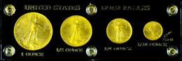 2025 Set Zu 1/10, 1/4, 1/2 Und 1 Unze, Gold, 1986, American Eagle, Insgesamt 57,52g Fein, In Acrylplatte, St.  St - Other & Unclassified