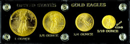 2029 Set Zu 1/10, 1/4, 1/2 Und 1 Unze, Gold, 1987, American Eagle, Insgesamt 57,52g Fein, In Acrylplatte, 1/2 Unze Fleck - Autres & Non Classés