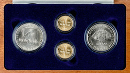 2031 Set Zu 2x 5 Dollars Gold Und 2x 1 Dollar Silber, 1987 W, 200 Jahre Verfassung, 15,05g Feingold, In Schatulle Mit Ze - Autres & Non Classés