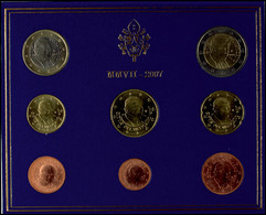 2204 1 Cent Bis 2 Euro, 2007, Euro-KMS, Papst Benedikt XVI., Im Originalfolder, Minimal Bestoßen, St.  St - Vatican