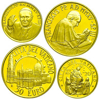 2228 20 Und 50 Euro, Gold, 2015, Rosenkranz Von Pompeji, Insgesamt 19,25g Fein, Jeweils Mit Zertifikat In Ausgabeschatul - Vatican