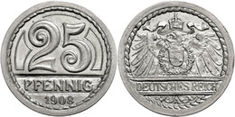 2234 25 Pfennig, 1908, A, Kupfer/Nickel Probe, Schaaf 18/G 12 (dort Anderes Material Und Mit Geriffeltem Rand!), Rand Gl - Autres & Non Classés