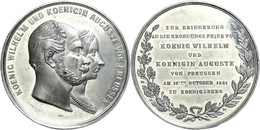 2269 Preussen, Zinnmedaille (45 Mm, 20,6 G), 1861, Auf Die Krönungsfeier Am 18.10.1861 In Königsberg, König Wilhelm Und  - Autres & Non Classés