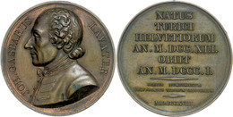 2319 Schweiz, Bronzemedaille (Dm. Ca 41mm, Ca. 37,89g), 1818, Von Leveque, Auf Johann Caspar Lavater. Av: Brustbild Nach - Autres & Non Classés