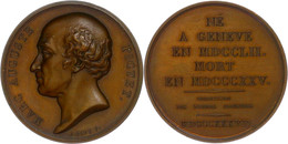 2332 Schweiz, Bronzemedaille (Dm. Ca. 41mm, Ca. 33,39g), 1825, Von Bovy, Auf Marc Auguste Pictet. Av: Kopf Nach Links. R - Autres & Non Classés