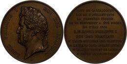 2344 Frankreich, Louis Philippe I., Bronzemedaille (Durchmesser Ca. 52mm, 61,64g),1841, Von Barre, Auf Die Pont Carcasso - Autres & Non Classés