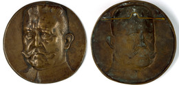 2469 Einseitige Bronze-Guss-Medaille (142 Mm, 313 G), O.J., Paul Von Hindenburg, Av: Kopf, Mit Aufhängung, Ss-vz.  Ss-vz - Autres & Non Classés